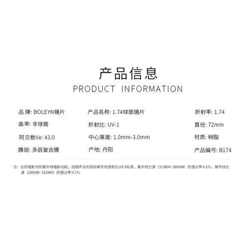 Уровень с объективом с высоким уровнем миопии ультра -типин 1,74 не -кферический анти -беглый свет онлайн может быть оснащен оптическими линзами с рассеянным изменением цвета