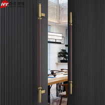 High-end glass door handle stainless steel brushed gold new Chinese style customized wooden door large handle hotel door handle