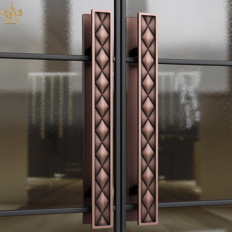 Light luxury hotel glass door handle custom high-end club private room wooden door pull door handle bronze minimalist