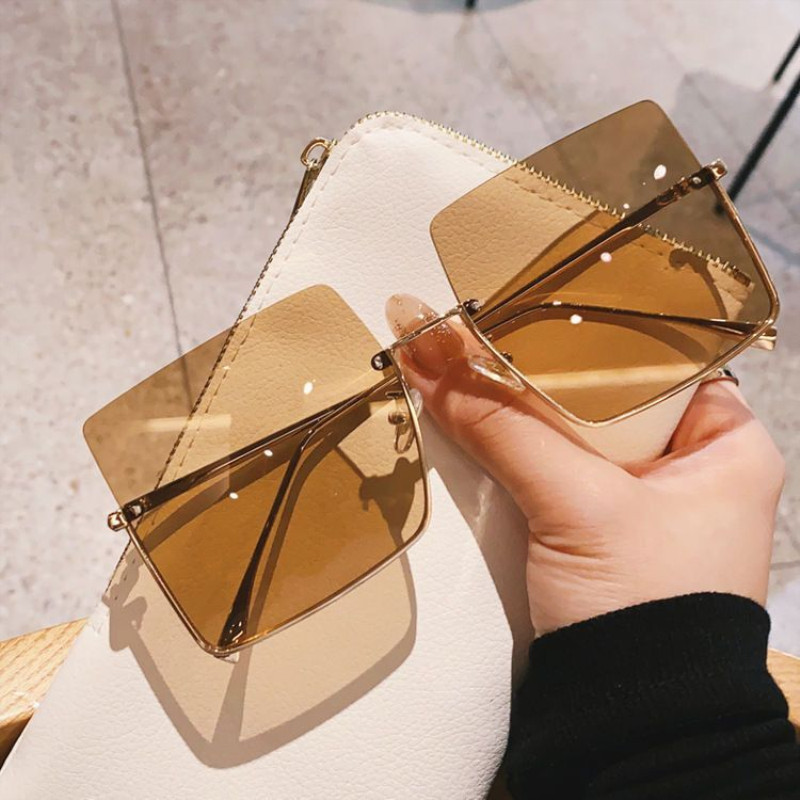 Sunglasses women's high-end ins big face thin half frame new trendy round face Hong Kong style net red big frame summer sunglasses