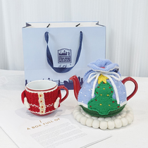 LondonPottery handmade pure wool Christmas tree teapot sweater cover thermal cover wool cover anti-scalding gift