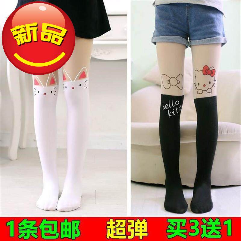 White medium long version over i knee new spring autumn money little girl silk socks children fake pants socks South Korean long barrel women 
