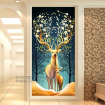 Art glass custom screen aisle partition living room double-sided frosted translucent painted modern light luxury door opener