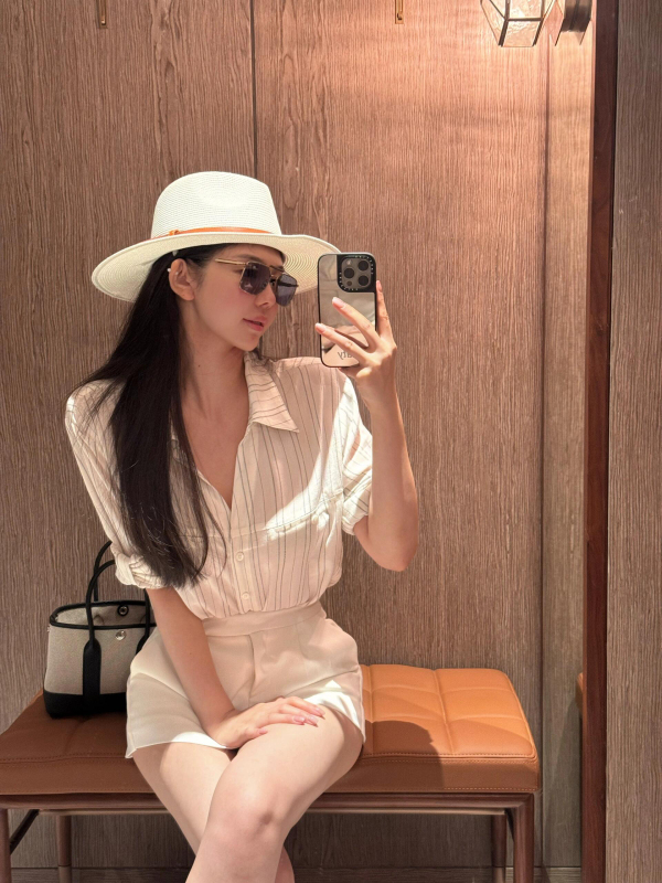 Correct Version [Casual Style] Sleeveless/Long-Sleeve Version Old Money Style Linen Shirt Women's Summer Striped Shirt with Elegance