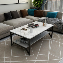 Nordic living room household marble coffee table TV cabinet combination modern simple double-decker small apartment light luxury tea table