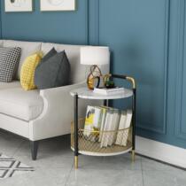 Italian minimalist design rock plate side round sofa small side table living room balcony marble corner table Nordic coffee table