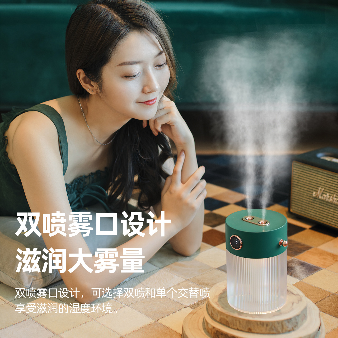 Humidifier wireless small portable home mute office desktop usb car air-conditioned room bedroom student pregnant woman baby air fresh purification aromatherapy spray double spray large fog night light