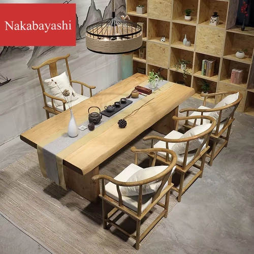 Новый чайный столик и стул в китайском стиле, комбинация офисного приема, чайный столик из цельного дерева, журнальный столик, антикварный чайный столик для приемной