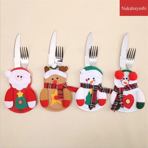 Рождественские украшения, ресторан, макет отеля, новый нетканый чехол для ножа и вилки для старика, снеговика, посуда, чехол