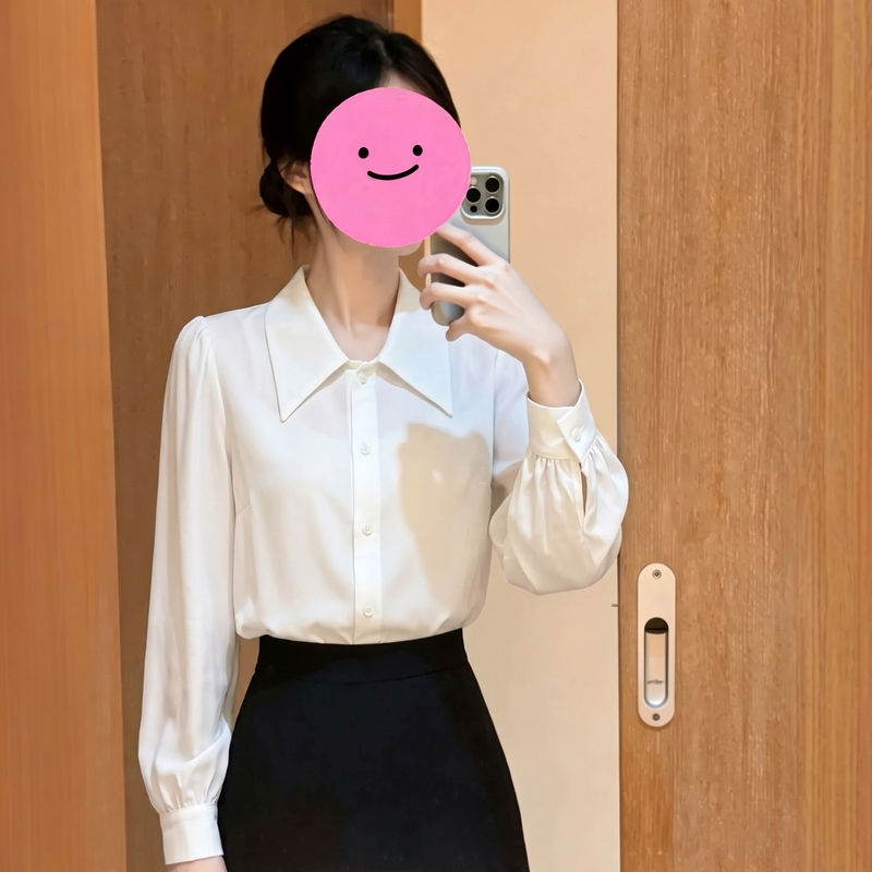 White V-Neck Long-Sleeve Shirt for Women, Autumn Style, Suitable for Commuting, Workplace Formal Wear, Interviews, High-End Feel, Teaching Staff, Civil Service Shirt White V-Neck Long-Sleeve Shirt for Women, Autumn Style, Suitable for Commuting, Workplace Formal Wear, Interviews, High-End Feel, Teaching Staff, Civil Service Shirt
