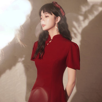 Red Cheongsam Toast Bride 2021 New Wedding Engagement Chinese Dress Small Man Chinese Style