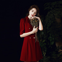 Wine red toast bride 2021 New atmosphere wedding clothes small man wedding dress back dress female thin