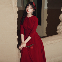 Toast to the bride 2021 New usually can wear wine red little man engagement dress female back to the door temperament summer