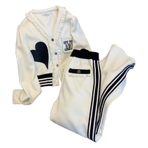 (Pamper Welfare) Casual Fashion Suit Womens Summer 2024 New Womens Summer Striped Broadlegged Pants Two-piece Set