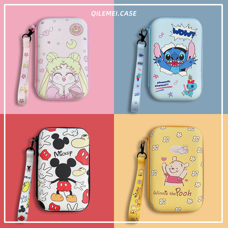 Data cable charger cartoon storage bag bluetooth headset portable hard disk power supply short hand rope digital finishing box anti-fall wired headset mobile charging pen drive portable cute female coin purse