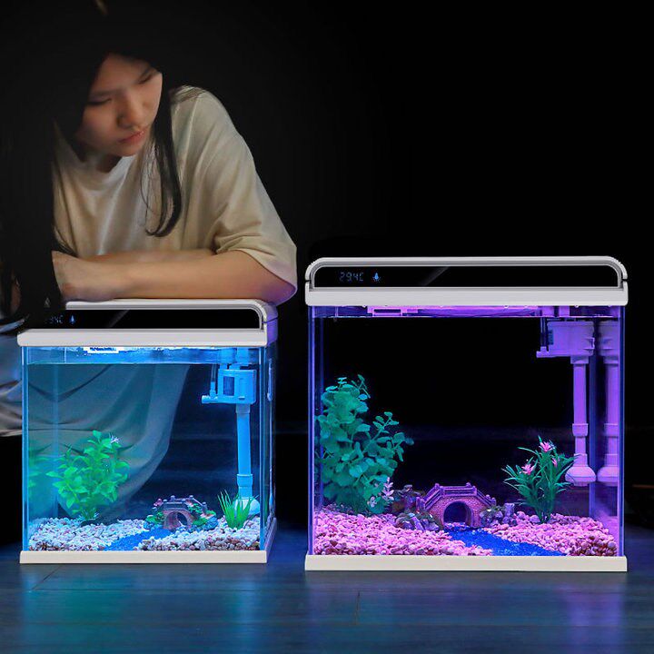 Ultra white glass small fish tank small desktop home aquarium eco-free water gold fish tank