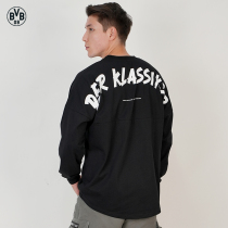 Dortmund BVB spring new derby round collar long sleeve jersey casual couple Black T-shirt trends Big code men and women