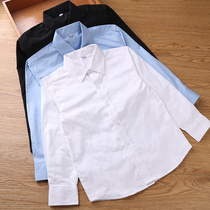 Boys  shirt Long sleeve cotton pointed collar lapel Childrens shirt Medium and large childrens blue top Student school uniform velvet suit
