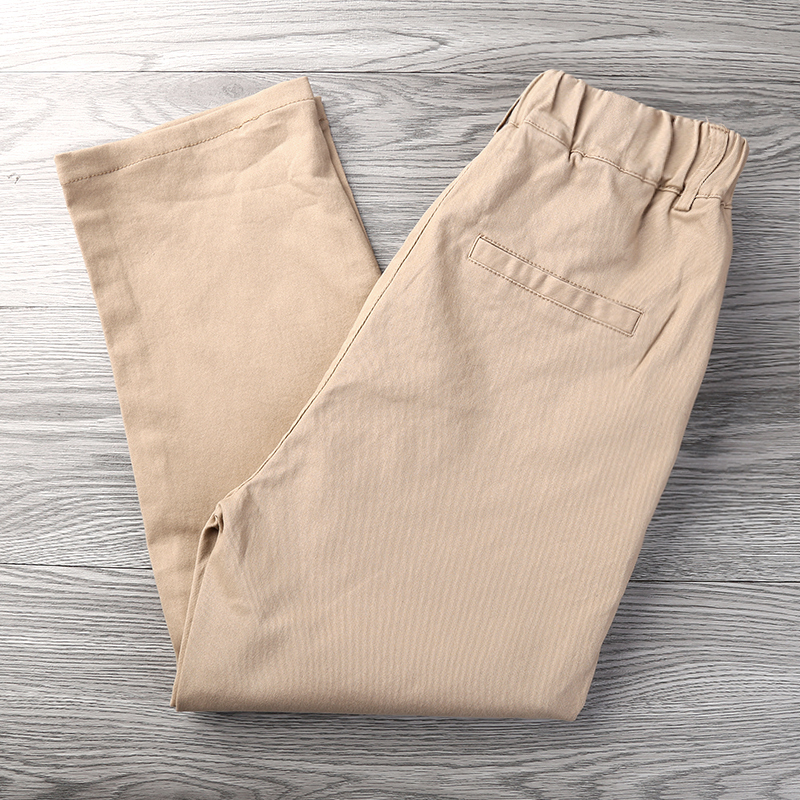 Children's Pants Khaki Student School Pants Spring Casual Pants Fake Back Pocket Boys and Girls School Uniforms Preppy Style