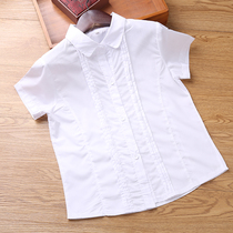 Childrens white shirt Girls and boys summer short-sleeved white shirt Primary and secondary school school uniform pure cotton thin style college style