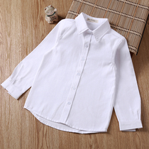 Childrens white shirt Boys long-sleeved 2020 spring and autumn new pure cotton school shirt pure white spring performance school uniform
