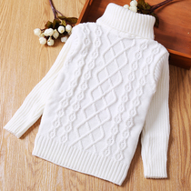 Girls turtleneck sweater autumn and winter 2020 new childrens foreign style cover plus velvet clothes little girl knitwear winter childrens clothing