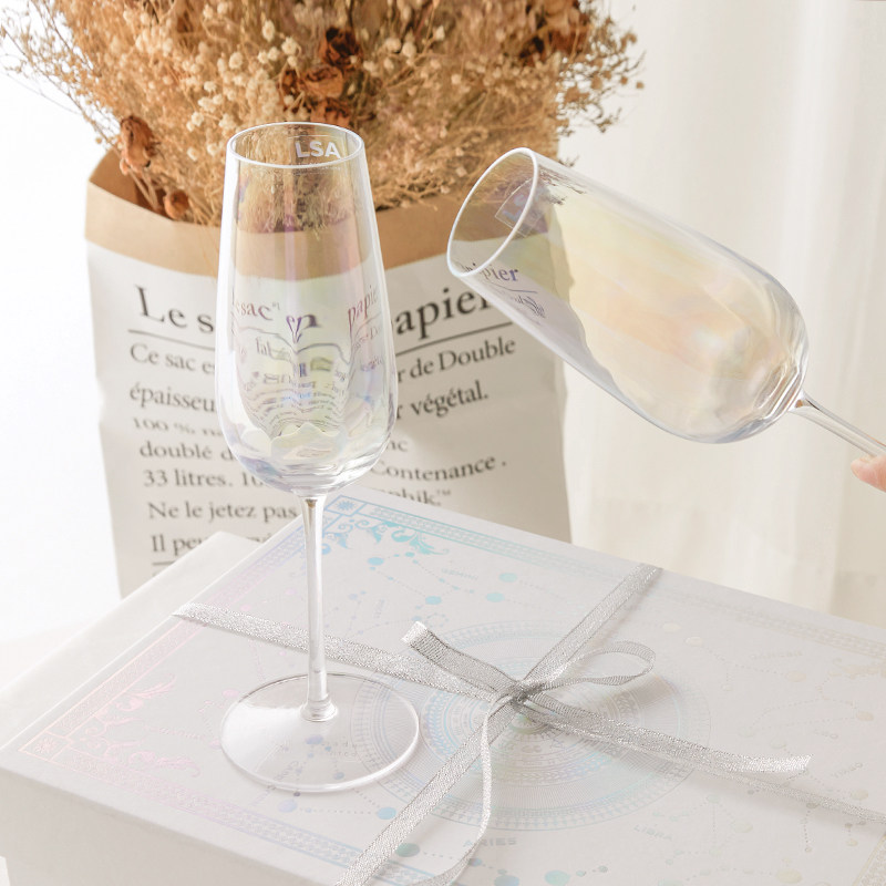 lsa wine glass champagne glass handmade rainbow glass high-value household goblet wedding gift