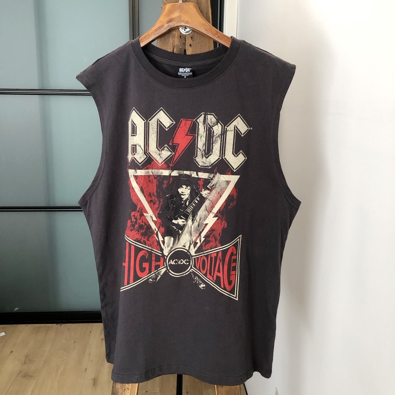 Men's Sleeveless T-Shirt for Foreign Trade, Ac/Dc Metal Rock Band Vintage Tank Top, Breathable Printed Casual Plus Size Men's Sleeveless T-Shirt for Foreign Trade, Ac/Dc Metal Rock Band Vintage Tank Top, Breathable Printed Casual Plus Size