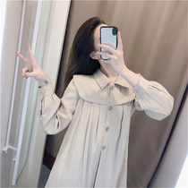 Early autumn doll collar dress 2021 autumn new womens French fairy temperament long sleeve skirt