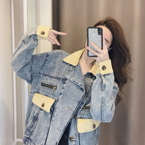 (Pet powder welfare) denim coat female 2021 autumn Korean version design sense niche wild lady coat