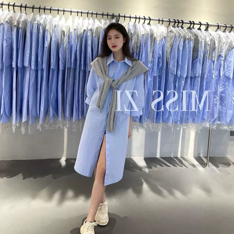 Extra Large Size 150kg Lazy Style Spring and Summer Loose Fit Plus Size Casual Chic Shawl Mid-Length Shirt Dress for Women 2 Extra Large Size 150kg Lazy Style Spring and Summer Loose Fit Plus Size Casual Chic Shawl Mid-Length Shirt Dress for Women 2