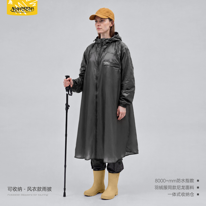 Nowysm Long Outdoor Raincoat 8000mm Waterproof Integrated Storage Portable Poncho for Hiking and Mountaineering