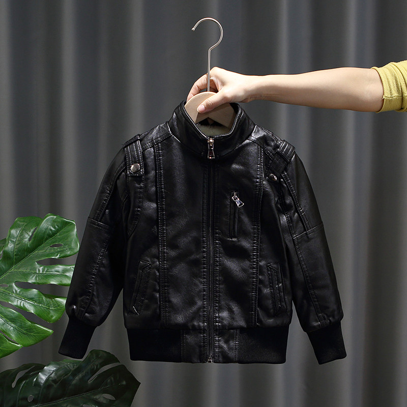 Boys fleece jacket children's clothing baby spring clothing 2022 spring and autumn new boys' tops in big children's leather jackets