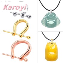 S925 sterling silver pendant buckle jade pendant plated 18K gold button jade drop buckle silver buckle accessories