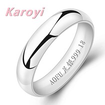 999 foot silver men ring 5mm glossy sterling silver couple to ring female closed birthday gift free lettering