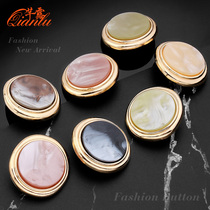 Metal resin button knit sweater cardigan high-end fashion gold-sided round large decorative top button button