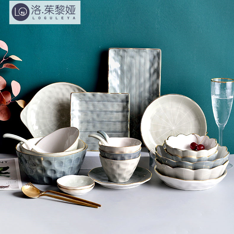 LO GULEYA Light Luxury European Phnom Penh Plate Set Home Combination Simple Net Red High Value Tableware Tableware