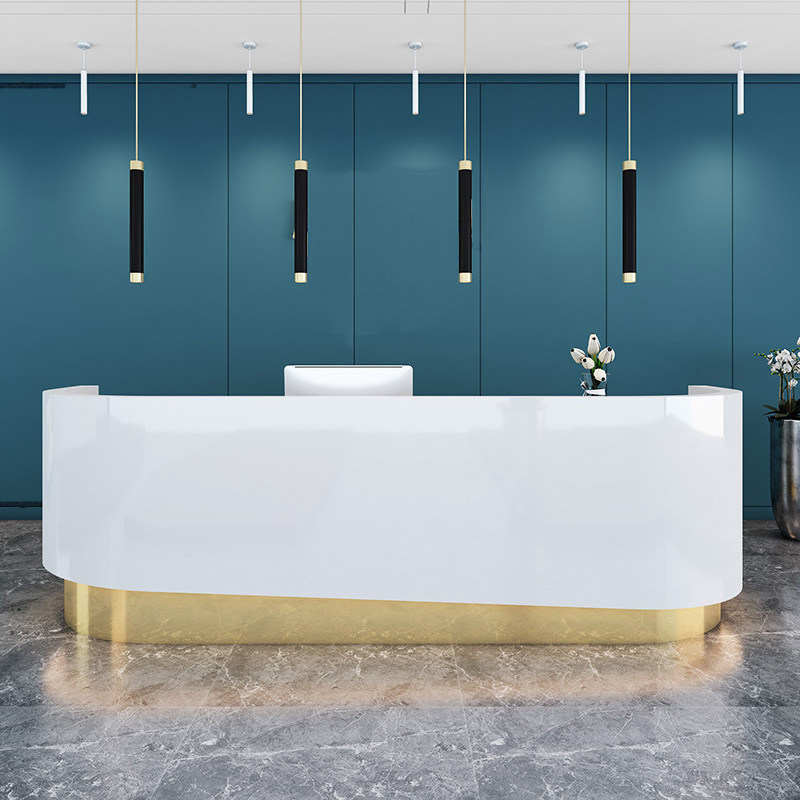 Company office reception desk paint arc creative bar cabinet simple modern beauty salon reception desk
