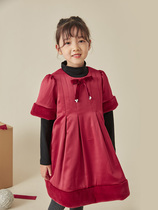 Newborn girl thickened with dress spring new children satin laminated cotton temperamental dress New Year dress New Year outskirt