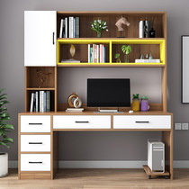 Computer desktop table home desk bookshelf cabinet combination small bedroom study childrens double study table