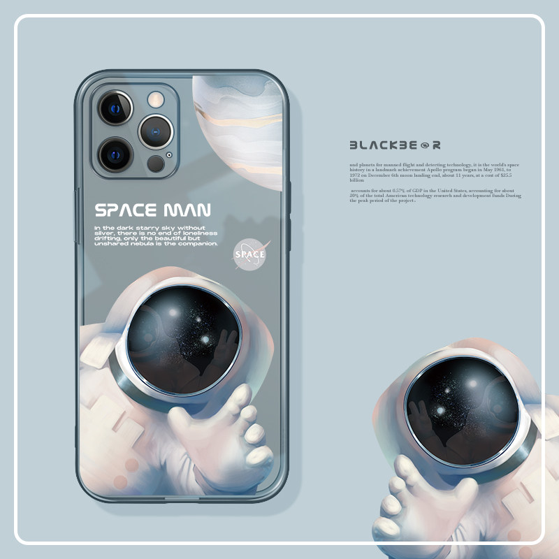 Suitable for Apple 13 mobile phone protection shell iPhone12 transparent 11 blue Pro lens max full package xr personality XSMAX Chauga mini creativity 7 men 8 female plus