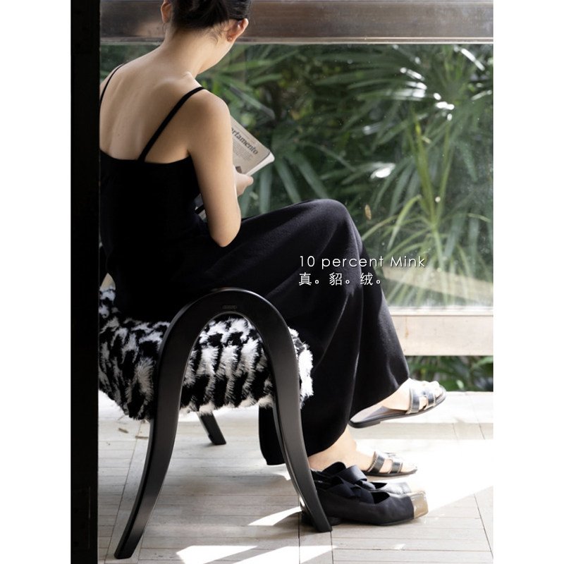 If nay furniture solid wood mink velvet Department OLDCEL* NE BLACK AND WHITE MINK Versatile Changing Shoes SOLID WOOD PLUS FOOT PEDAL-Taobao