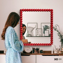 French ins style wall hanging creative red mirror internet celebrity home bedroom wall hanging toilet bathroom makeup mirror