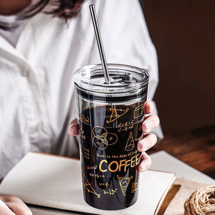 Net red goddess cup large capacity in wind belt straw cup creative milk cup coffee cup household cute glass