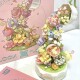 Hua Yan Tea Talk Building Blocks Flower Rotating Music Box Assembling Fun High Decoration Girls Birthday Chinese Valentine's Day Gift