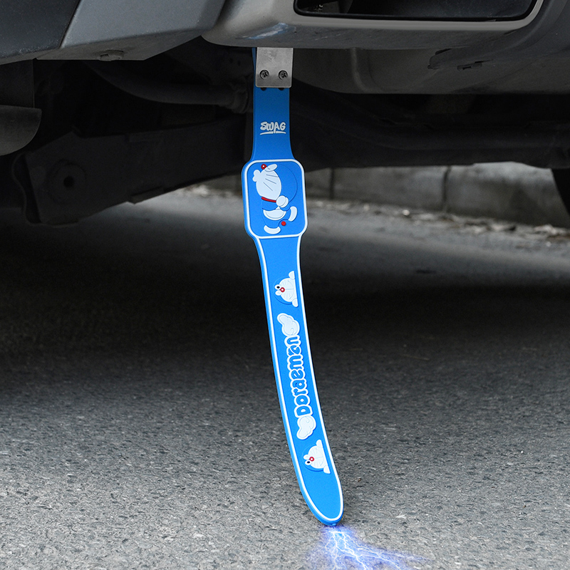 Static sticker car removal eliminating antistatic tug with exhaust pipe to pick up the human body conductive release deity