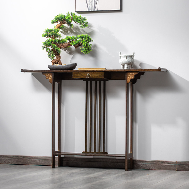 New Chinese porch table solid wood table modern minimalist wall foyer cabinet case end view flower table shelf narrow section