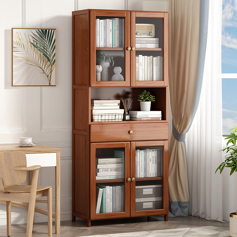 Chasing step bamboo bookshelf shelf floor solid wood student bookcase simple modern multi-layer space-saving children's home