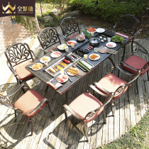 Outdoor cast aluminum barbecue table and chair courtyard villa garden outdoor table and chair outdoor home table and chair leisure iron furniture
