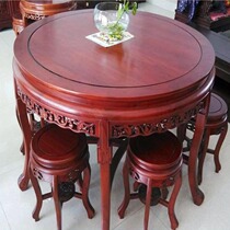 Solid wood large round table dining room table living room small family elm wood